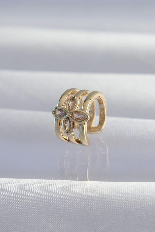 Mey İthalat® Pirinç Gold Renk Yonca Earcuff Küpe