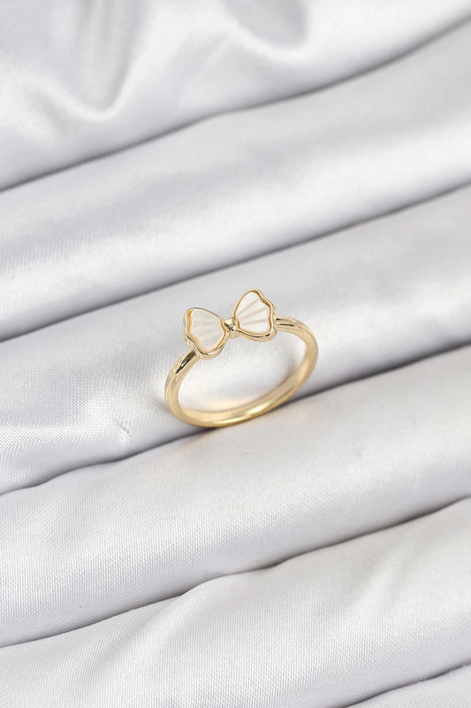 Mey İthalat® Pirinç Gold Renk Fiyonk Model Kadın Yüzük