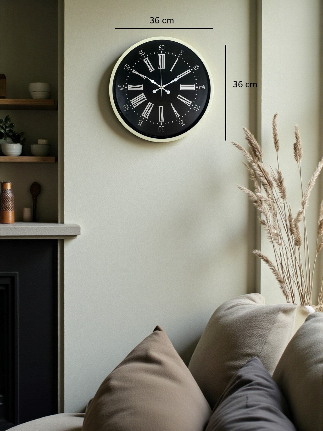 36 Cm Krem Modern Duvar Saati