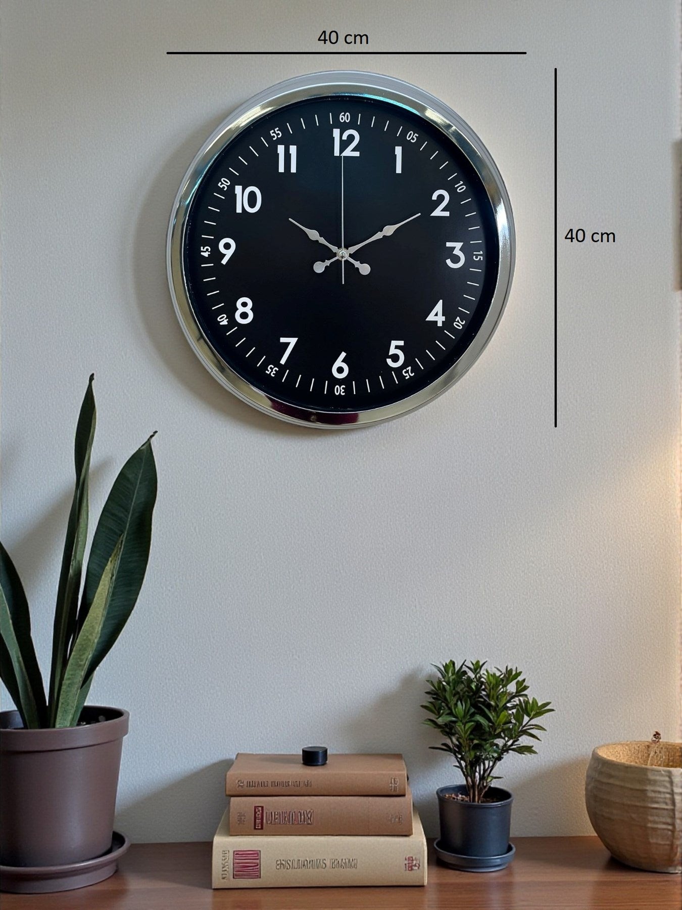 Klasik 40 Cm Krom Şık Metal Duvar Saati