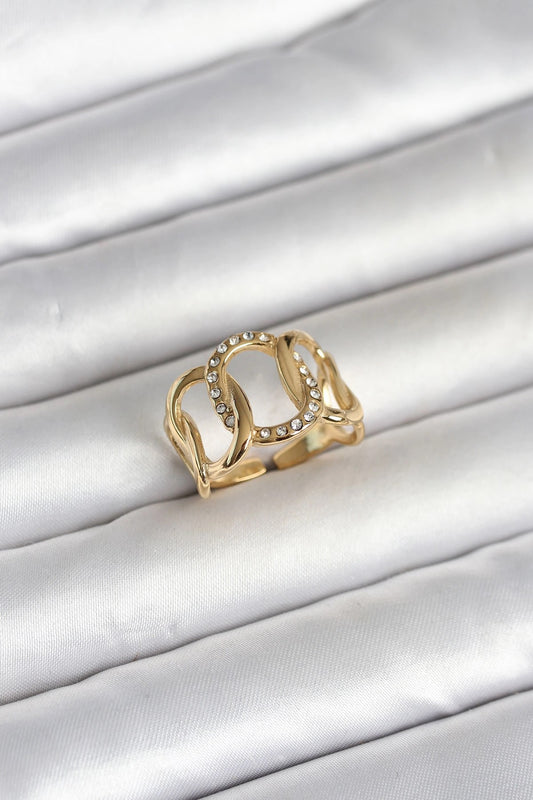 Mey İthalat® 316L Çelik Gold Renk Samanyolu Model Kadın Yüzük