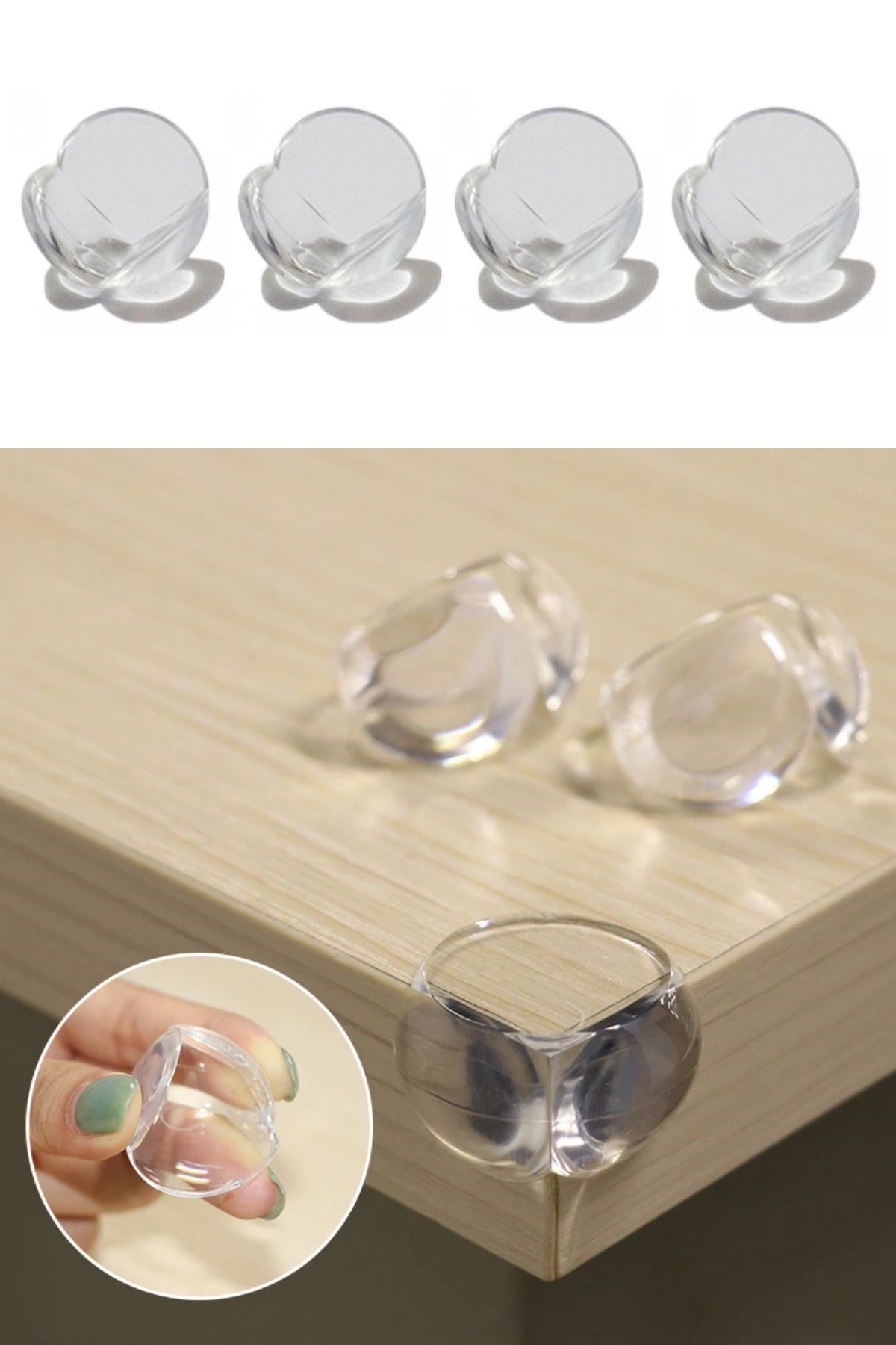 Starixa® Bebek Çocuk Yumuşak ve Esnek Dairesel Şeffaf Yapışkanlı Güvenlik Köşe Koruyucu (4 Adet)