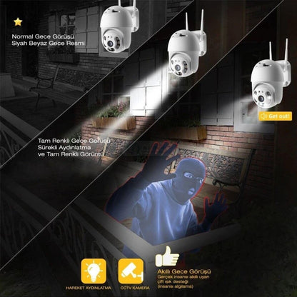 Starixa® 20 MP HD Lens İç Dış Mekan Suya Danıklı IP Wifi Network Güvenlik Kamerası Wifi Kamera