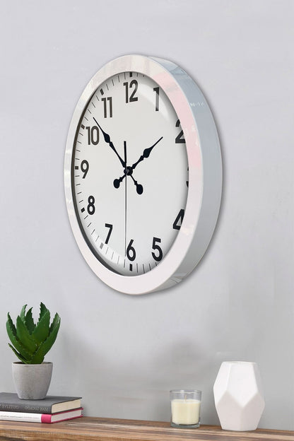 36 cm Beyaz Metal Standart Duvar Saati