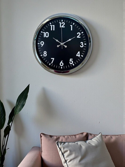 Modern 40 Cm Metal Krom Standart Duvar Saati
