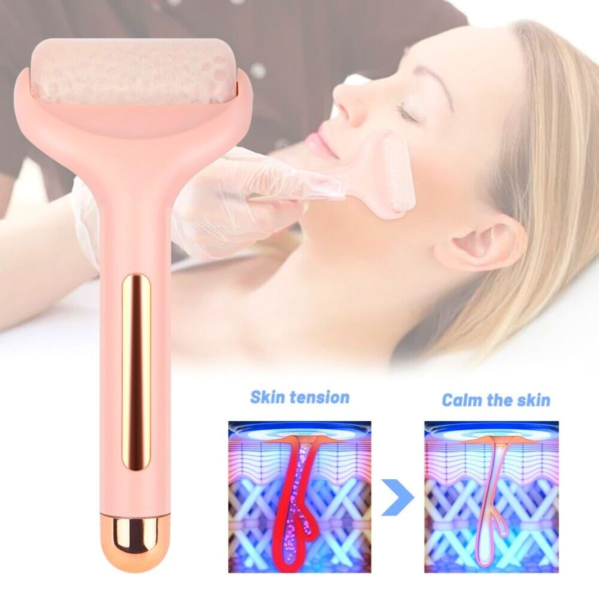 Starixa®  Ice Roller Buz Silindiri Terapi Etkili Yüz Derma Masaj ve Cilt Soğutma Bakım Aleti