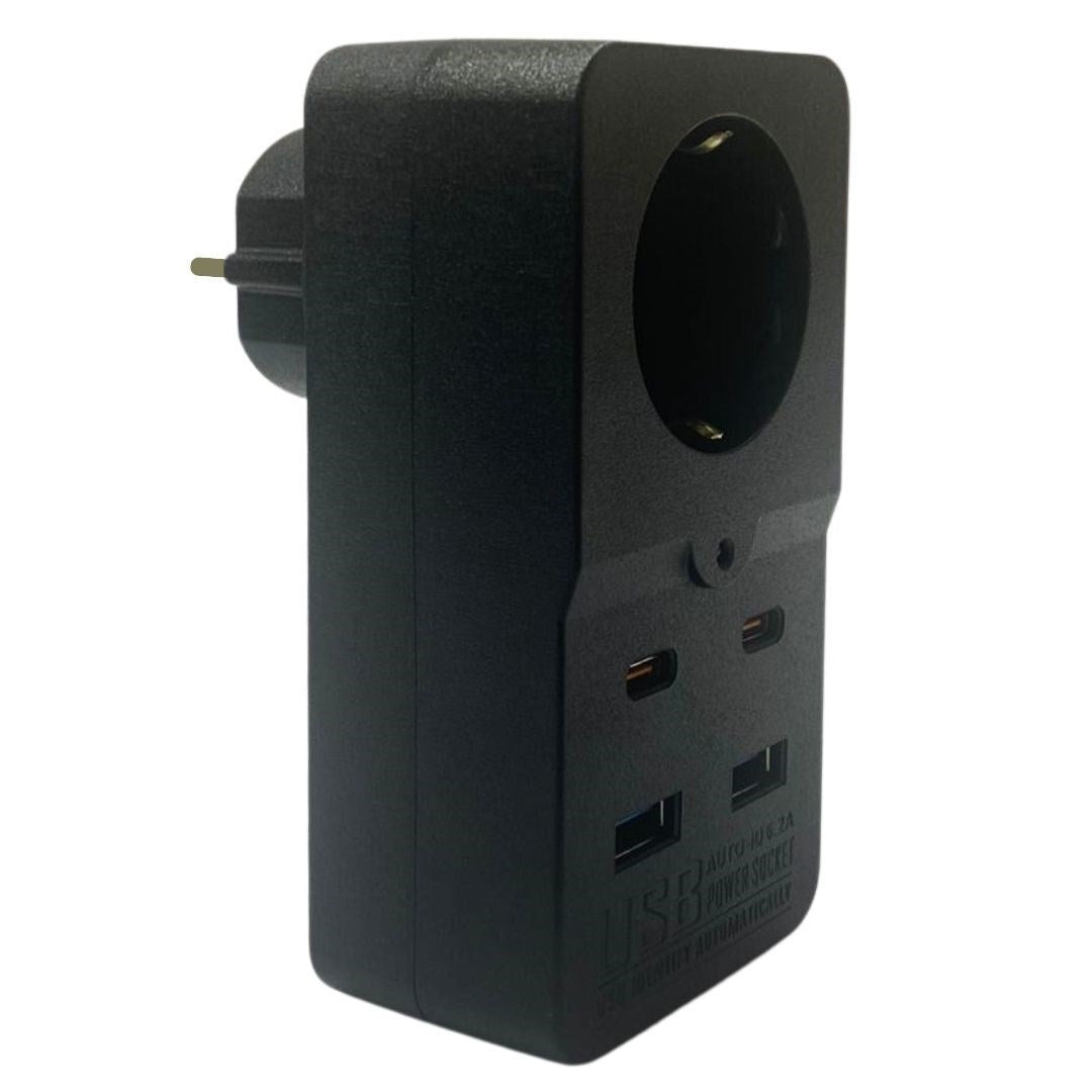 Starixa® Isıya Dayanıklı Termal Akım Korumalı 1 Priz Girişli 2 USB Girişli 2 TYPE-C Girişli Pirz