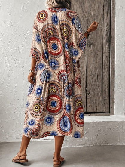 Kadın Kısa Kollu önü Açık Belden Kuşaklı Uzun Kimono