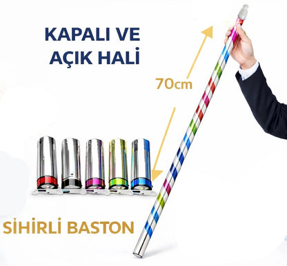 Mey İthalat® Sihirli Açılır Baston - Mendilden Bastona İlizyon Oyunu (70 cm)