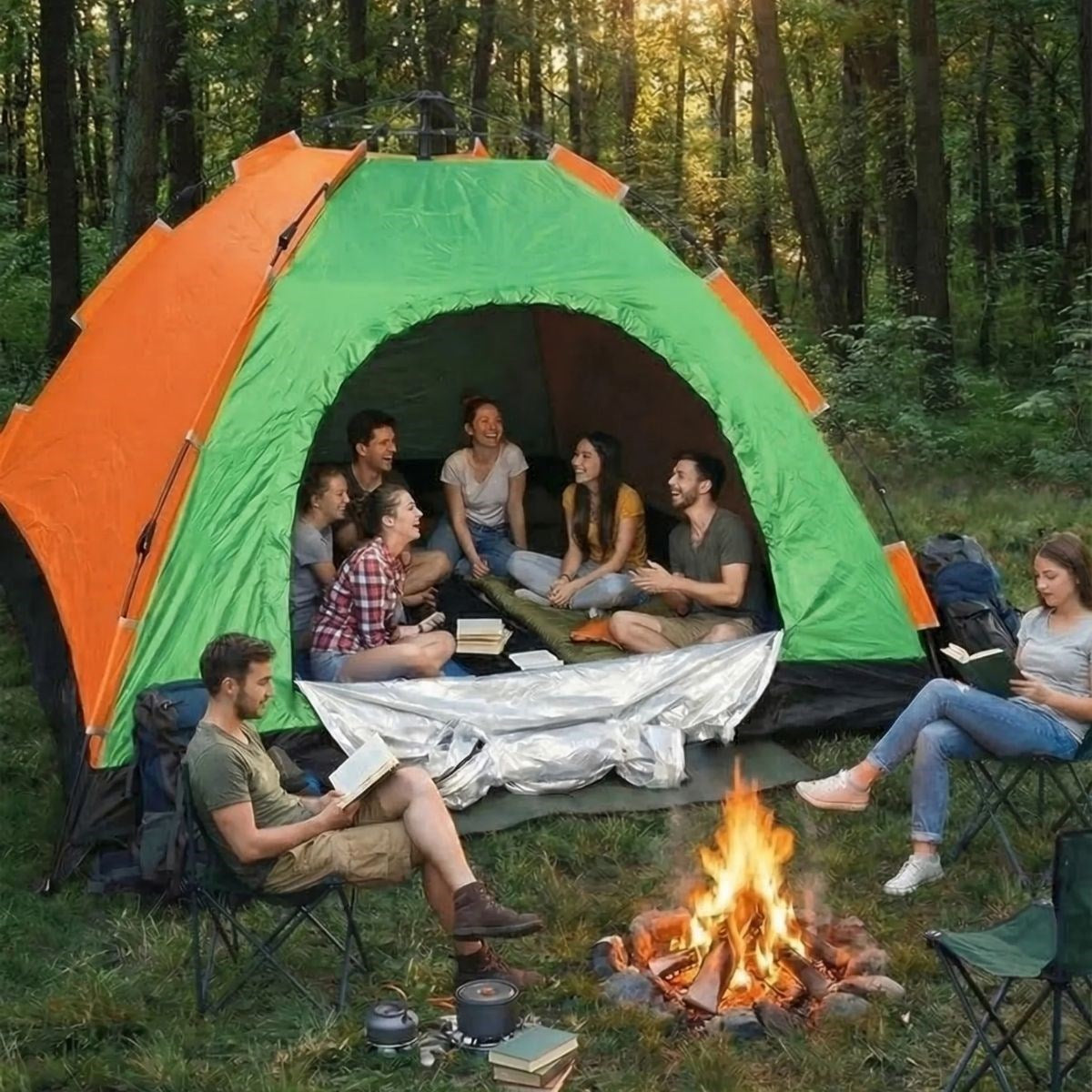 Starixa® 8 Kişilik Otomatik Kurulum Kamp Çadırı - Outdoor , Suya Dayanıklı Hızlı Kurulum Piknik ve Doğa İçin Geniş Aile Çadırı 250x250x165 cm