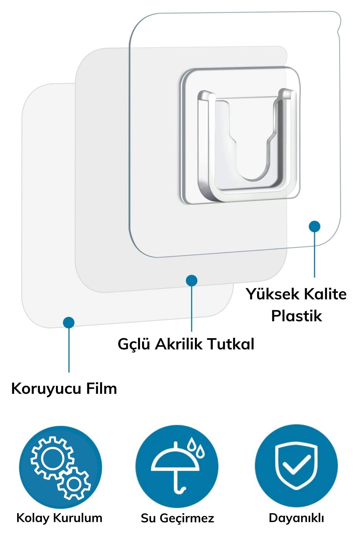 Starixa® Eşya Sabitleme Askısı 10 Çift Şeffaf Çift Taraflı Yapışkanlı Geçmeli Klips