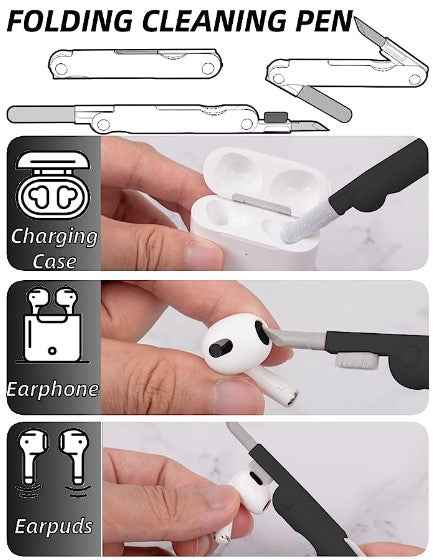 مجموعة تنظيف سماعات الأذن والشاشة ولوحة المفاتيح متعددة الوظائف 7 في 1 لأجهزة AirPods