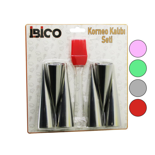 7PCS 6-KORNEO KALIP - 1-SİLİKON FIRÇA PASTA DEKORASYON SETİ ÇAP:3.4CM X UZUNLUK:12CM (5347)