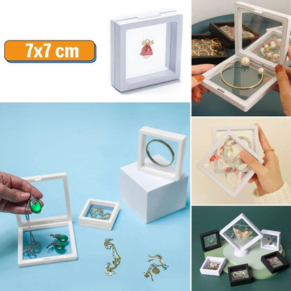 7x7 cm Standlı 3D Takı Ziynet Hatıra Koleksiyon Saklama Kutusu Şeffaf Film Çerçevesi (5347)