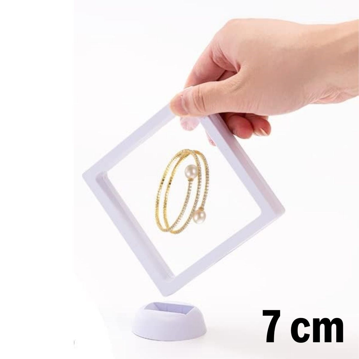 7x7 cm Standlı 3D Takı Ziynet Hatıra Koleksiyon Saklama Kutusu Şeffaf Film Çerçevesi (5347)