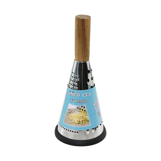 8 INCH - CONE MODEL WOODEN - BAMBOO HANDLE METAL GRATER WITH SILICONE BASE (5347)