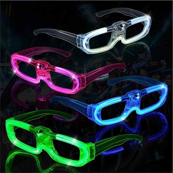 Mey İthalat® Beyaz LED Işıklı Parti Gözlüğü 3 Modlu - Glow & Gece Eğlence Gözlüğü