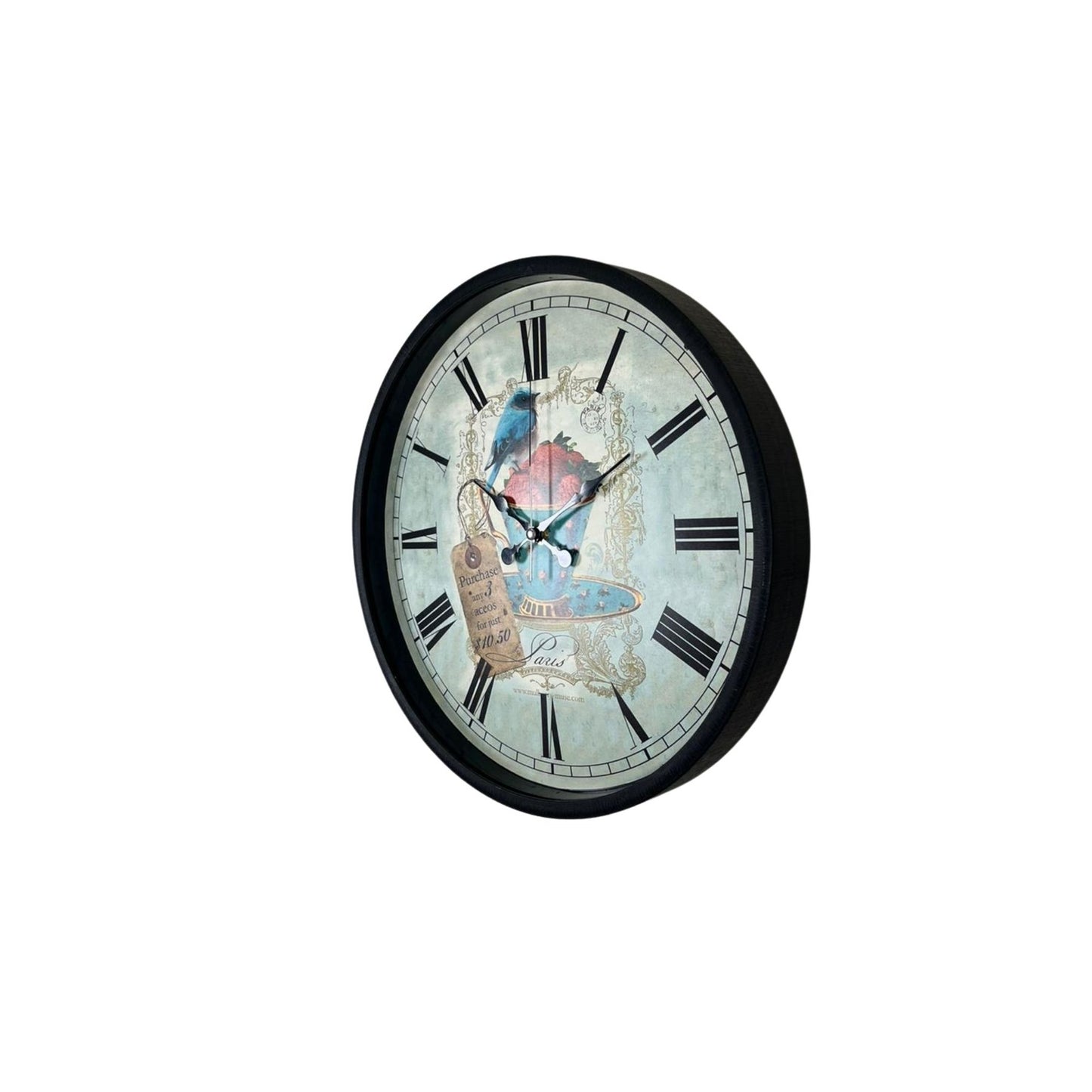Siyah Paris Garden Dekoratif 36 Cm Duvar Saati