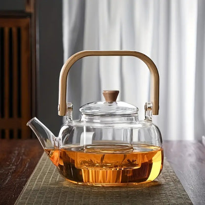 Glass Infuser Teapot with Wooden Handle
