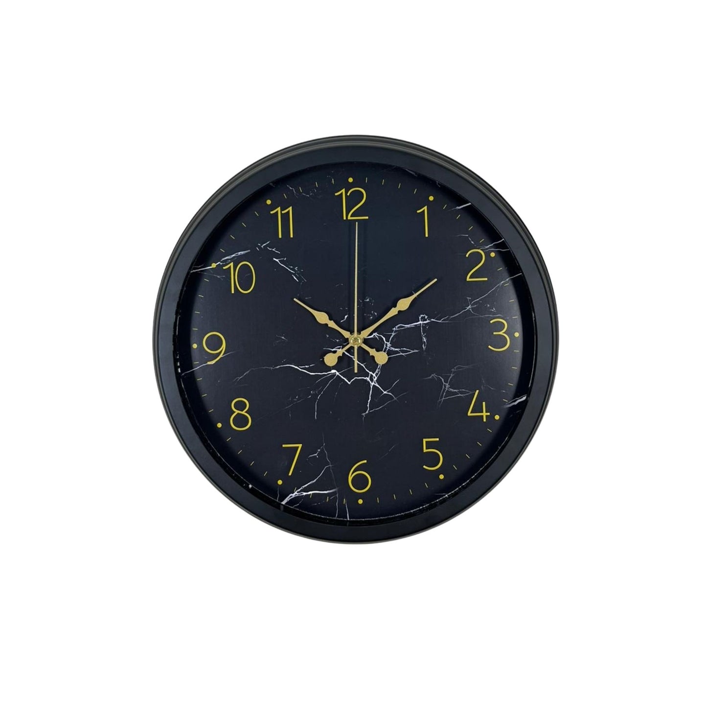 Siyah 40 Cm Mermer Desenli Metal Duvar Saati