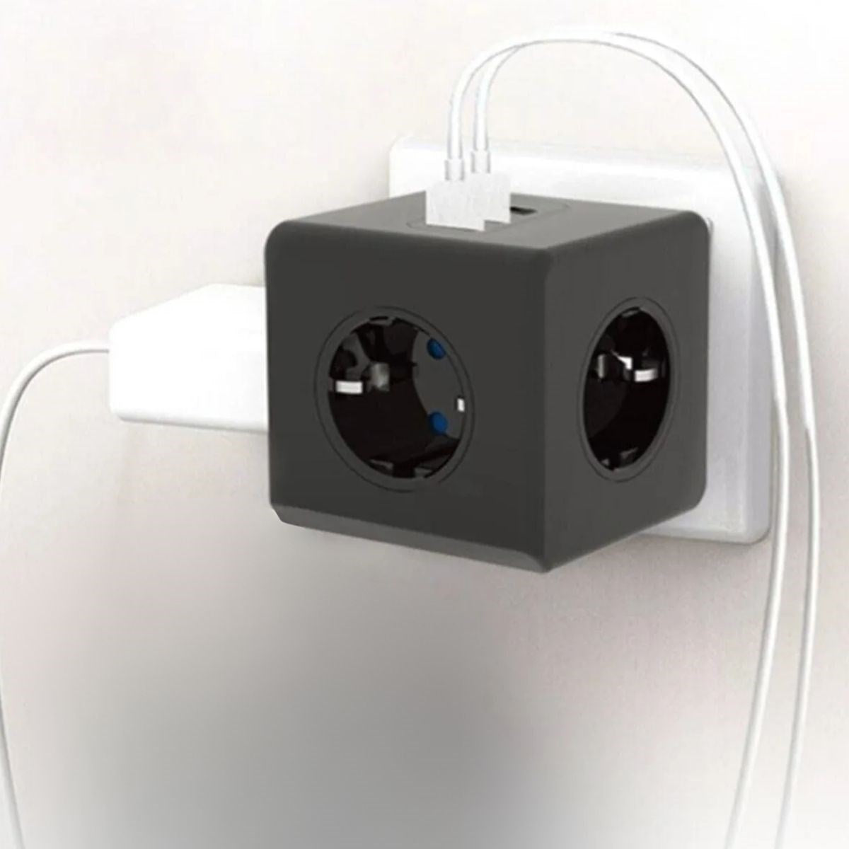 Starixa® Isıya Dayanıklı Termal Akım Korumalı ve Çocuk Korumalı 3 Priz Girişli 3 USB Girişli Küp Priz