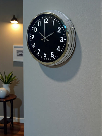 Modern 40 Cm Metal Krom Standart Duvar Saati
