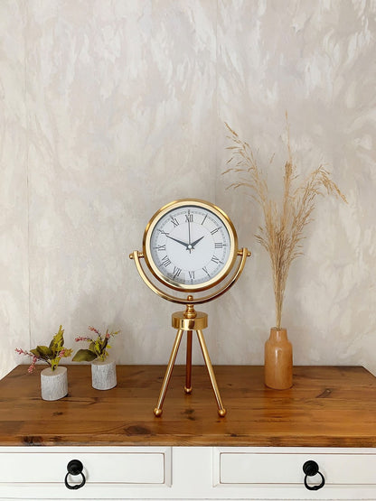 Gold Metal Mini Tripod Retro Masa Saati 45×26 cm