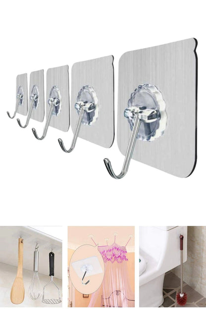 Starixa® Süper Güçlü Yapışkanlı Suya Dayanıklı Şeffaf Askı 5li Set Yeniden Kullanılabilir Kancalar