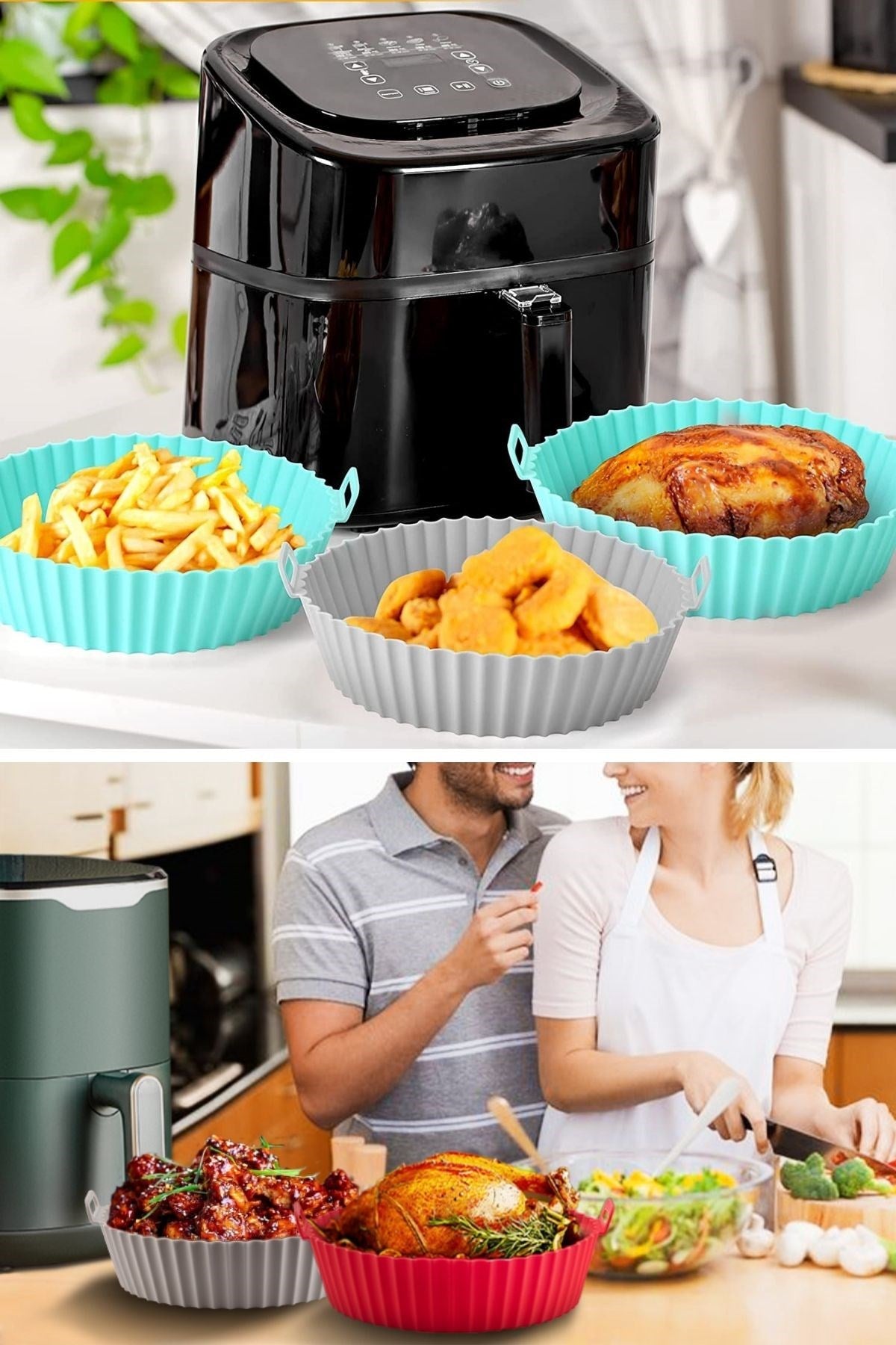 Starixa® Renkli Isıya Dayanıklı Yıkanılabilir Silikon Fırın Ve Airfryer Yuvarlak Model Pişirme Matı 20 Cm