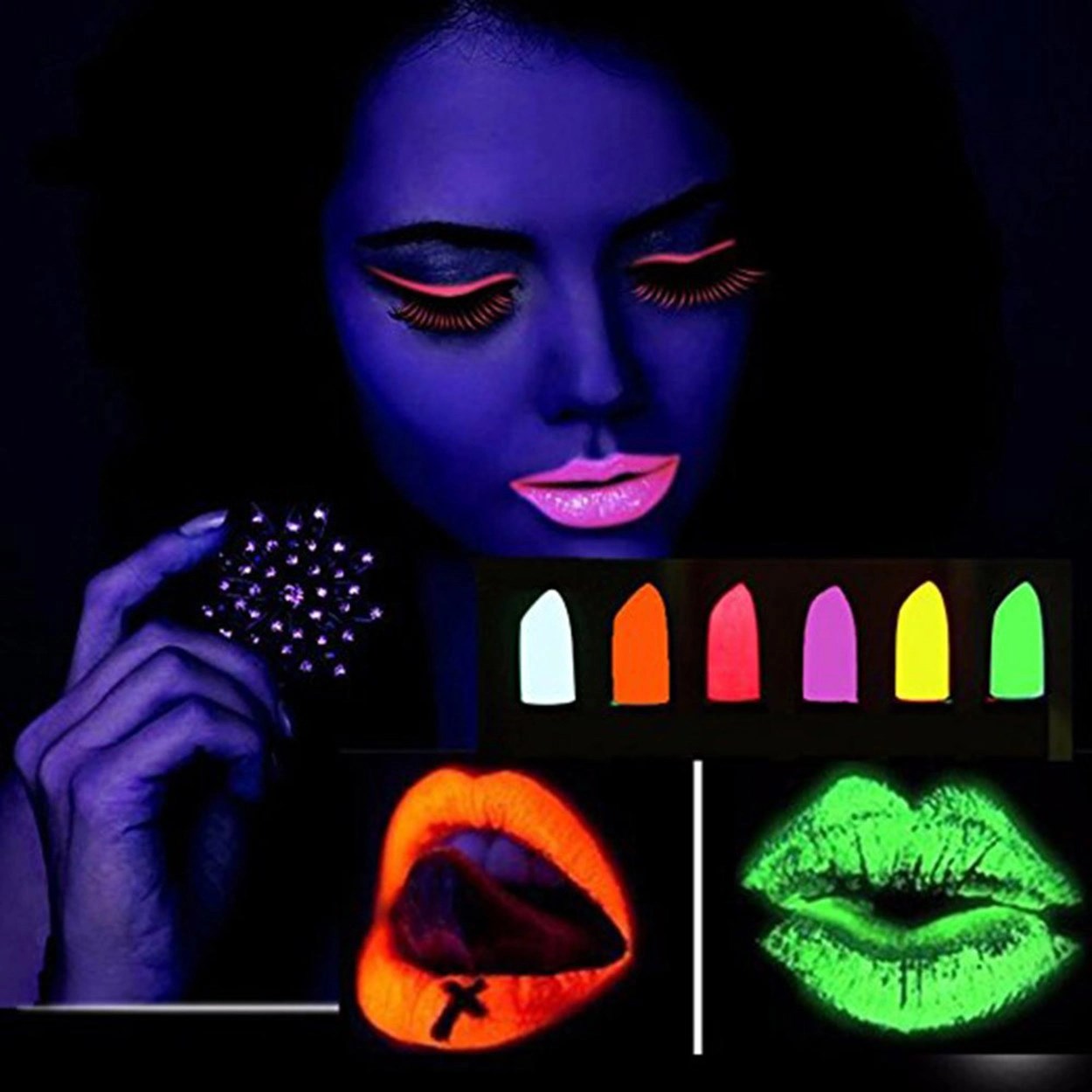 Mey İthalat® GlowPaint 6 lı Neon Boya - UV Işıkta Parlayan Makyaj Seti