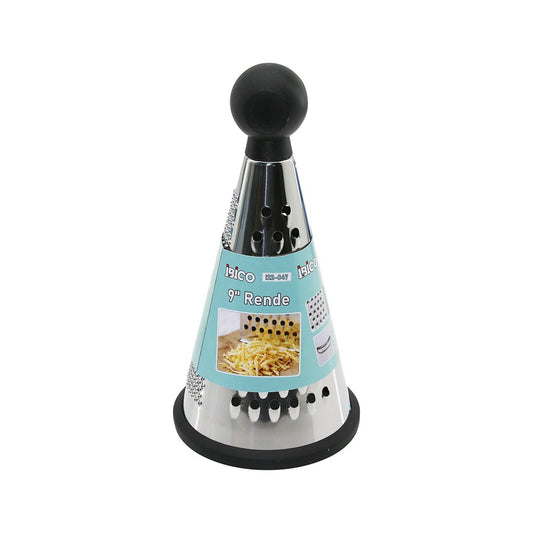 9 INCH - FUNNEL MODEL PLASTIC HANDLE METAL GRATER WITH SILICONE BASE (5347)