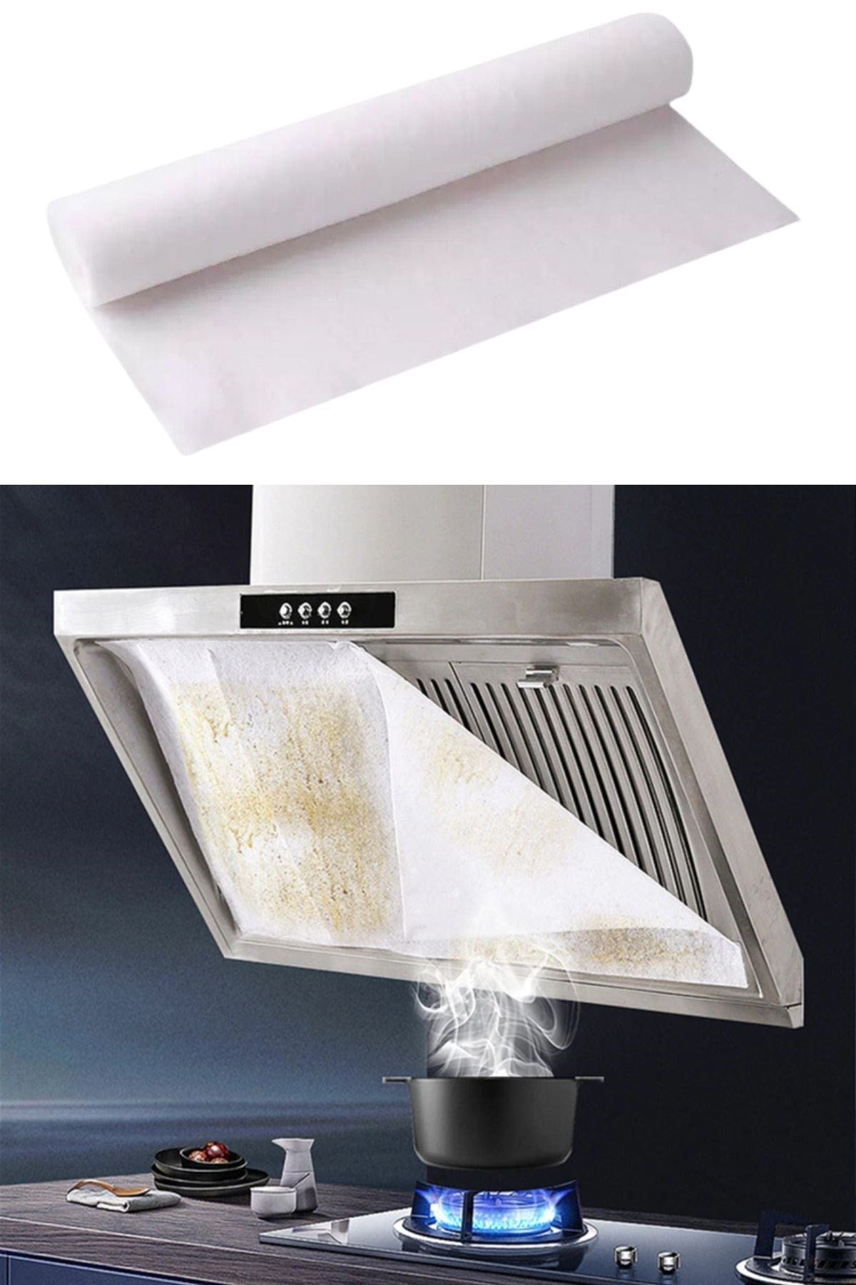 Starixa® 2li Yağ Emici Duman Önleyici Pratik Mutfak Davlumbaz Koruyucu Dayanıklı Yedek Filtre 45x90cm