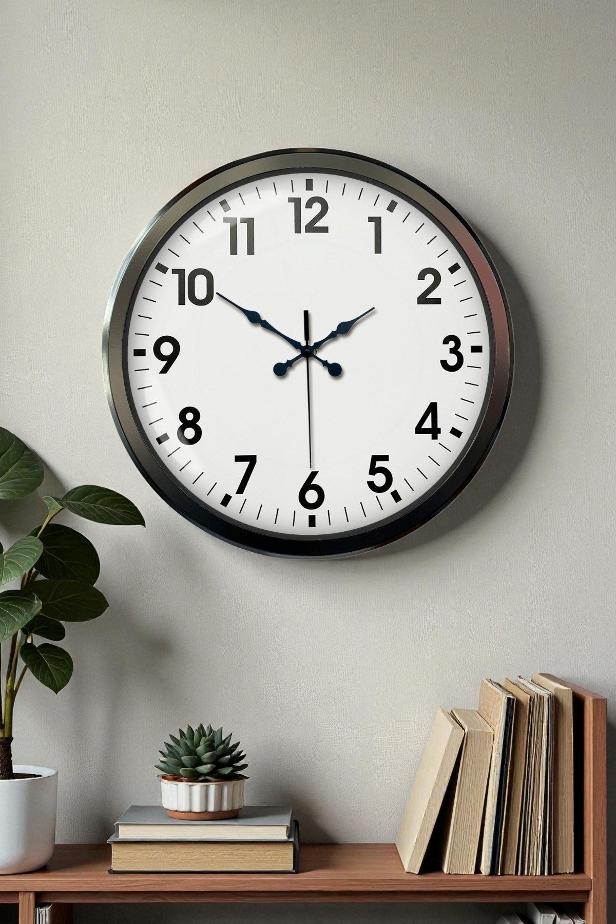 Siyah Klasik 52 Cm Modern Duvar Saati