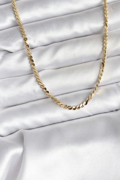 Mey İthalat® 14K Gold Renk Kaplama Ezme Yılan Zincir Model CM Kadın Kolye