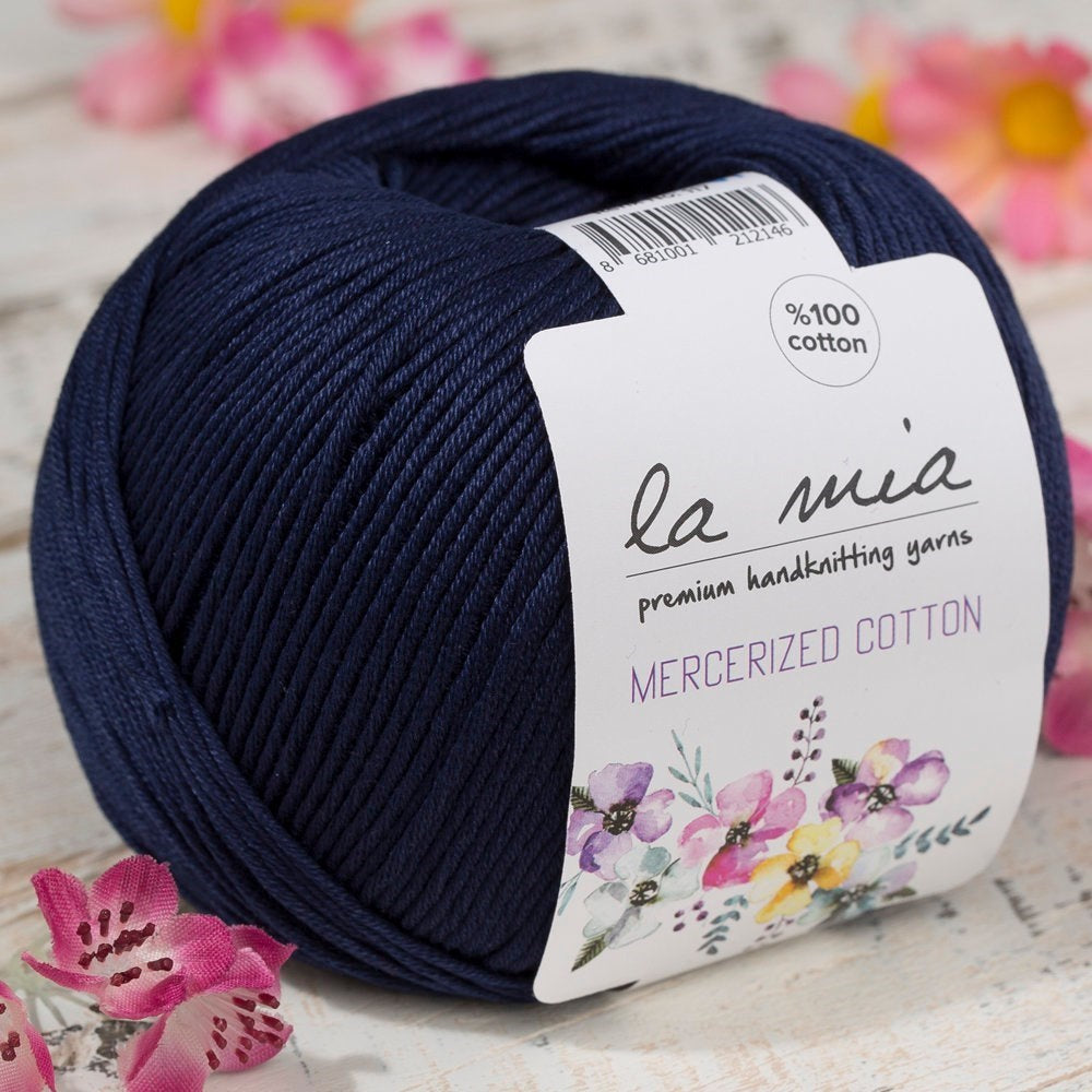 La Mia Mercerized Cotton Dark Blue Hand Knitting Yarn - 117 - 33590