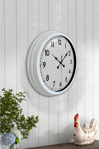40 cm Beyaz Metal Standart Duvar Saati