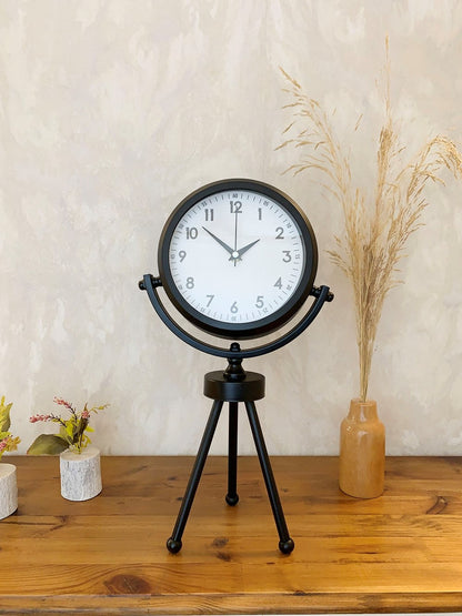 Siyah Metal Mini Tripod Dekoratif Masa Saati 45×26 cm