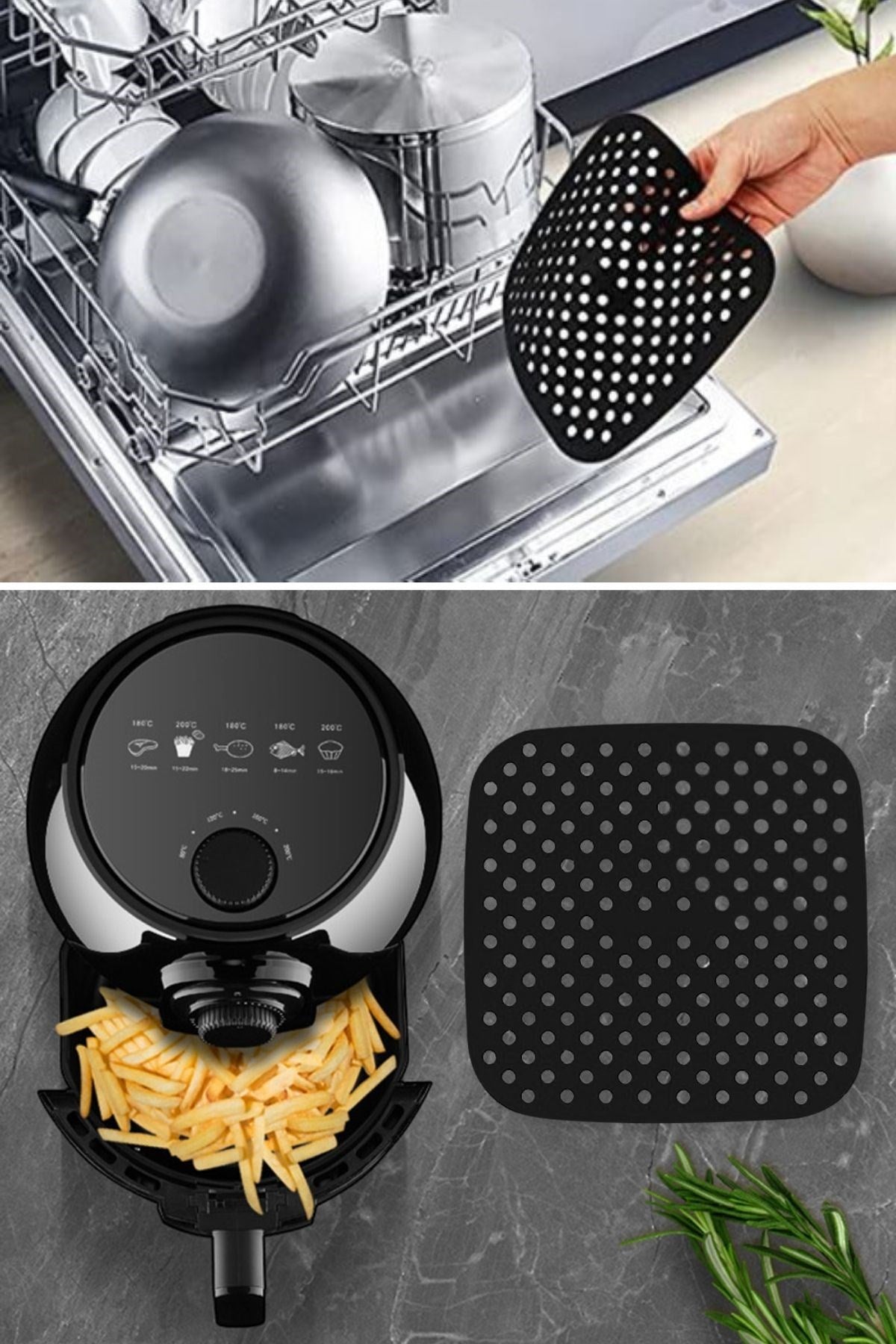 Starixa® Siyah Isıya Dayanıklı Yıkanılabilir Silikon Fırın Ve Airfryer Kare Model Pişirme Matı 21,5 Cm