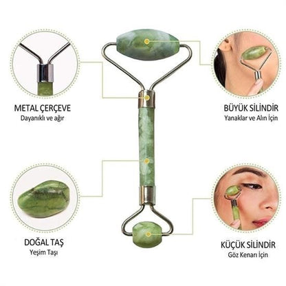 مجموعة Starixa® المزدوجة: فرشاة تنظيف بشرة مزدوجة الوجه وجهاز تدليك بشرة مزدوج الوجه بحجر اليشم