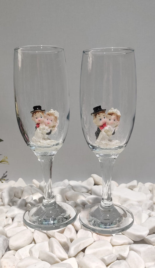 KİRLİNOVA® GELİN DAMAT FİGÜRLÜ 2'Lİ MEŞRUBAT BARDAĞI