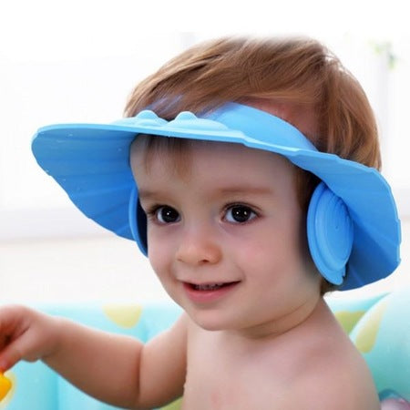 BABY BATH SHOWER CAP WITH BUTTON EARFLAPS