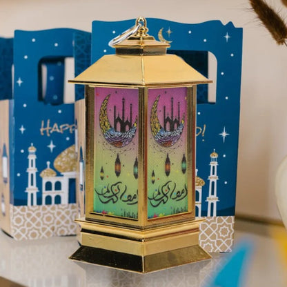 مصباح LED بقبة مربعة صغيرة بطابع رمضاني