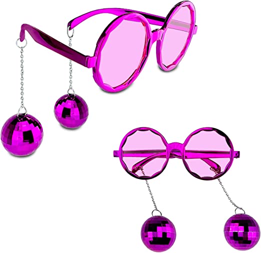 Disco Ball Earring Party Glasses Pink Color
