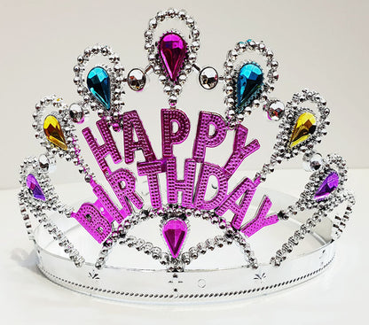 Silver Happy Birthday Lettered Birthday Crown