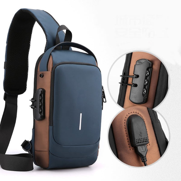 Men's Chest Bag with Power Bank Support