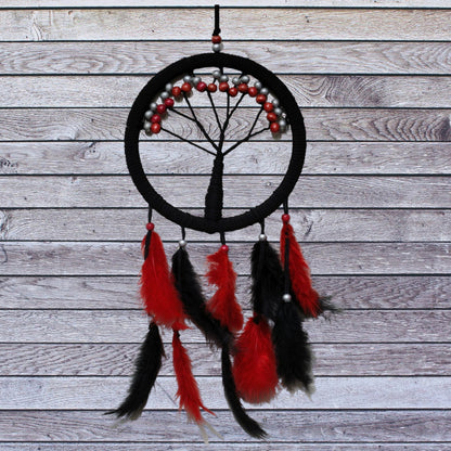 Black Red Tree of Life Dream Catcher