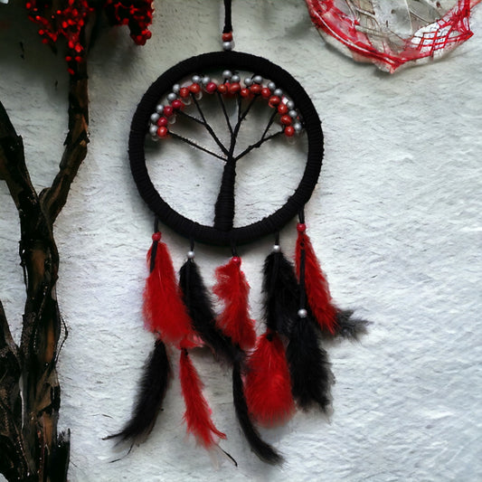 Black Red Tree of Life Dream Catcher