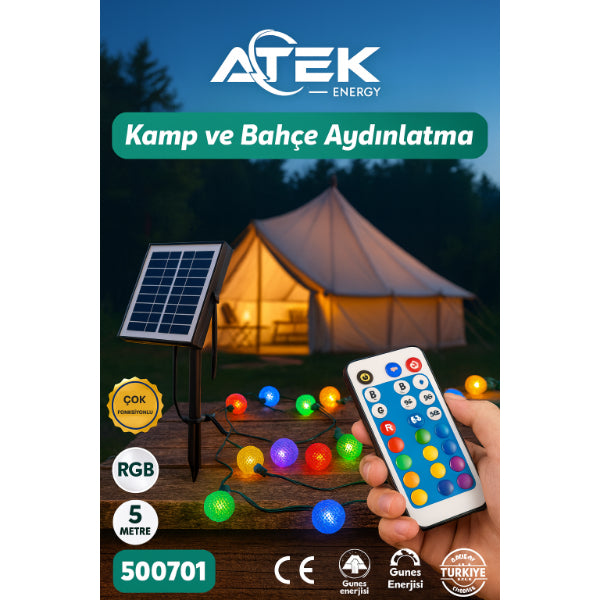 RGB Solar Powered Bead Camping and Garden Lighting