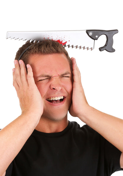 طوق منشار الهالوين الدموي المثبت في الرأس (للمزاح)