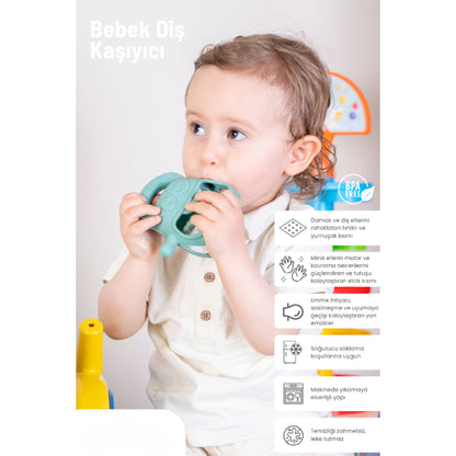 عضاضة سيليكون خضراء داكنة للأطفال
